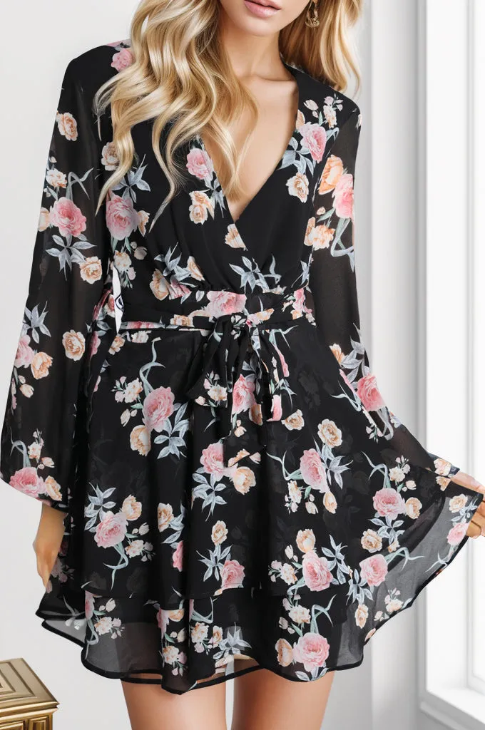 Fresh Aura A-Line Layered Long Sleeve Mini Dress