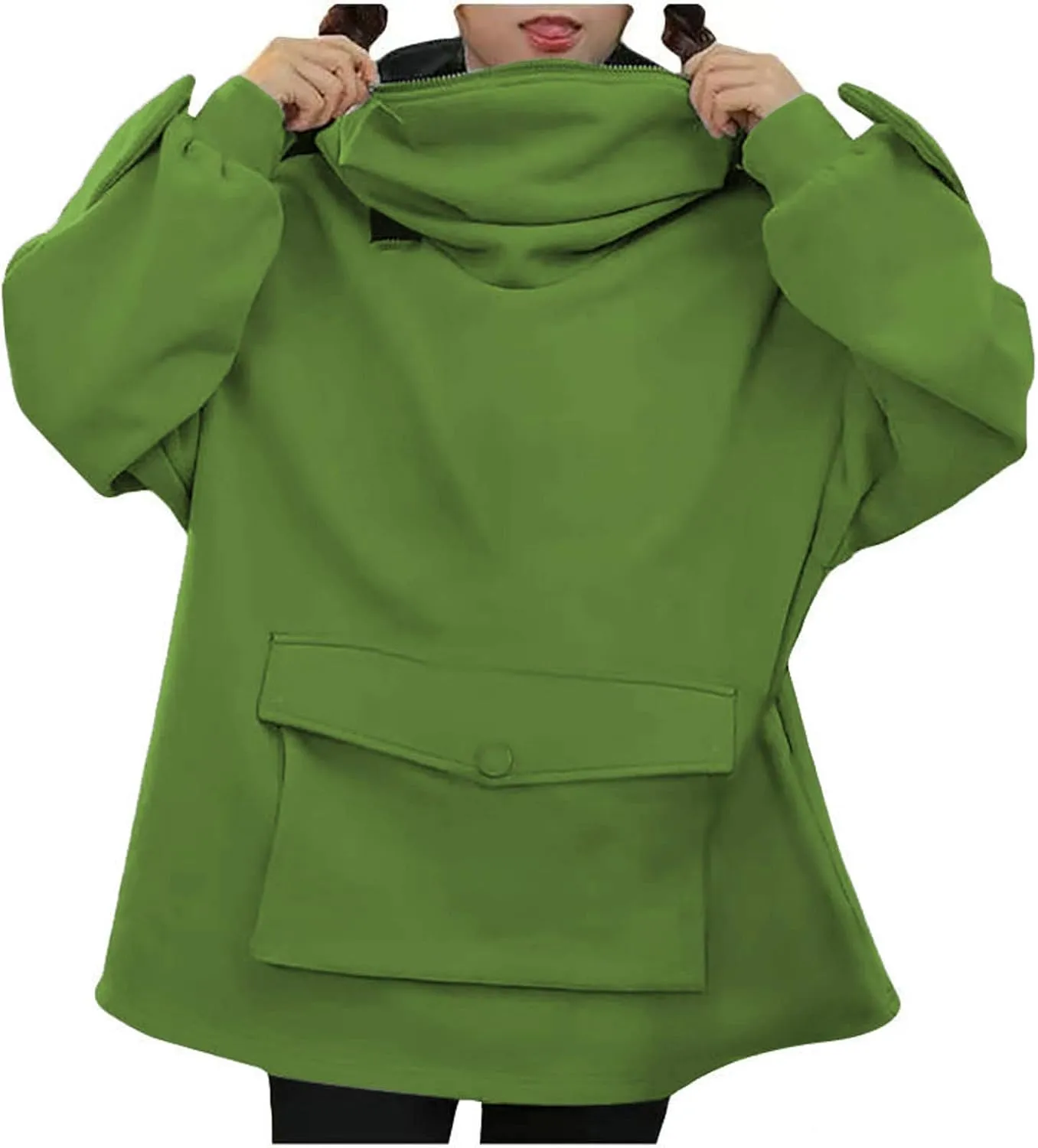 Frog Hoodies for Teen Girls Cute Hoodies Pullover Oversized Kawaii Hooded Sweatshirt Zipper Mouth Frog Hoodie for Women