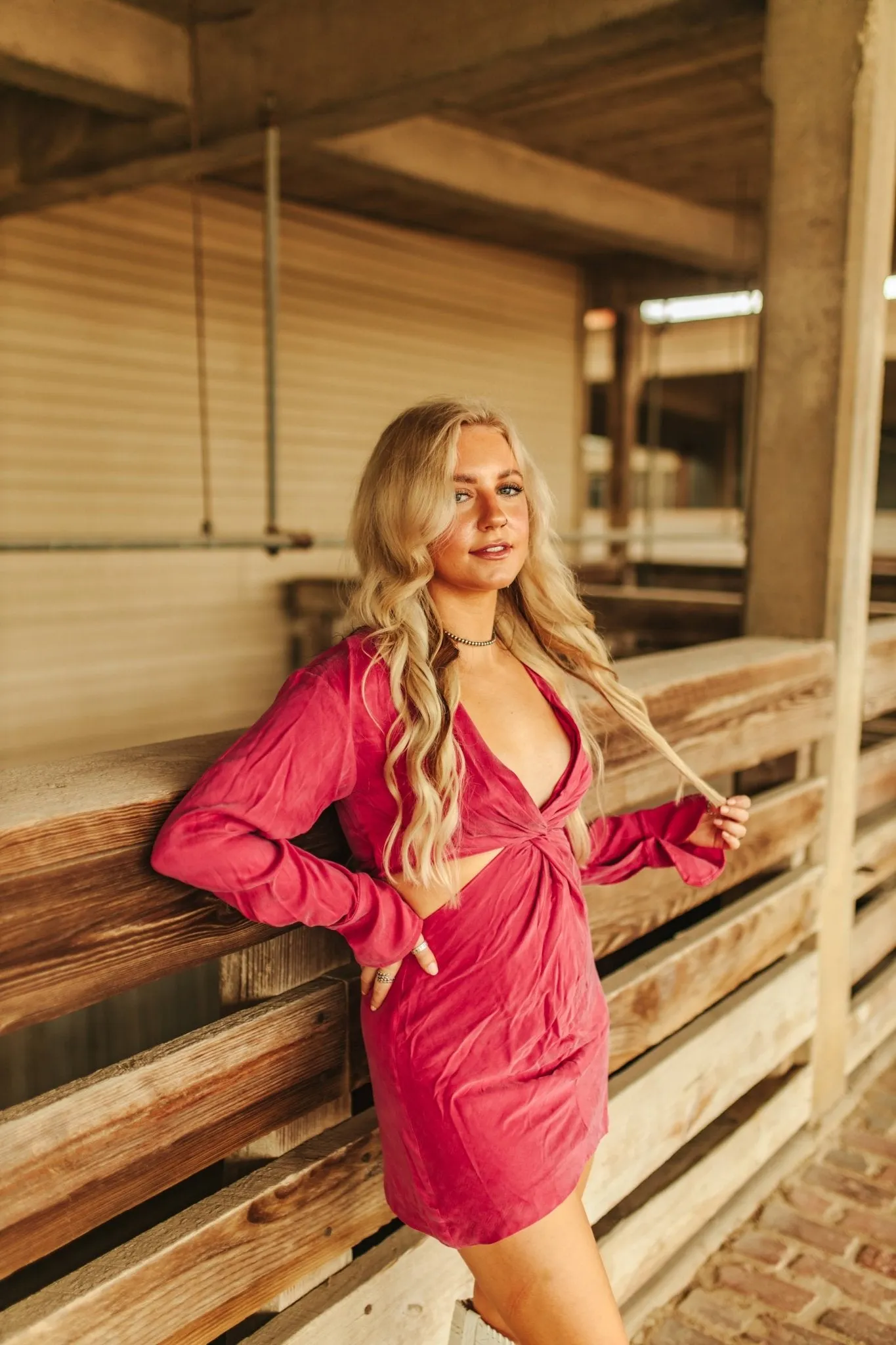 Front Twist Fuchsia Mini Dress