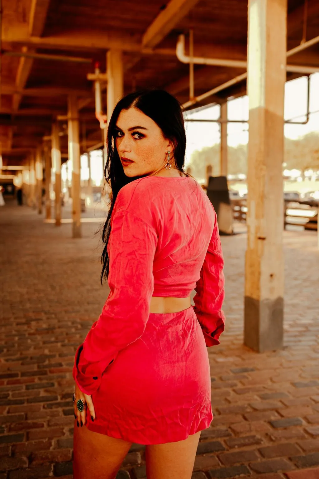 Front Twist Fuchsia Mini Dress