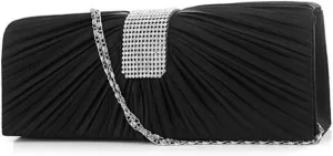 GALPADA Black Tote Bag for Women Bridal Evening Clutch Purse Rhinestone Handbag Handbags
