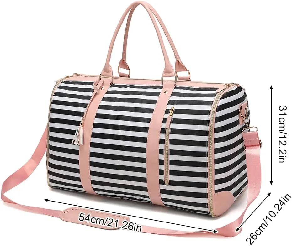 Garment Bags for Travel Large Capacity Suit Bag for Men Carry On Garment Bag Convertible Garment Duffle Bag,Duffel Bag Hanging Dress Suitcase Suit Business Travel Bags, Black Stripe