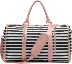 Garment Bags for Travel Large Capacity Suit Bag for Men Carry On Garment Bag Convertible Garment Duffle Bag,Duffel Bag Hanging Dress Suitcase Suit Business Travel Bags, Black Stripe