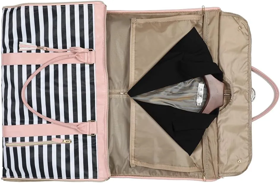 Garment Bags for Travel Large Capacity Suit Bag for Men Carry On Garment Bag Convertible Garment Duffle Bag,Duffel Bag Hanging Dress Suitcase Suit Business Travel Bags, Black Stripe