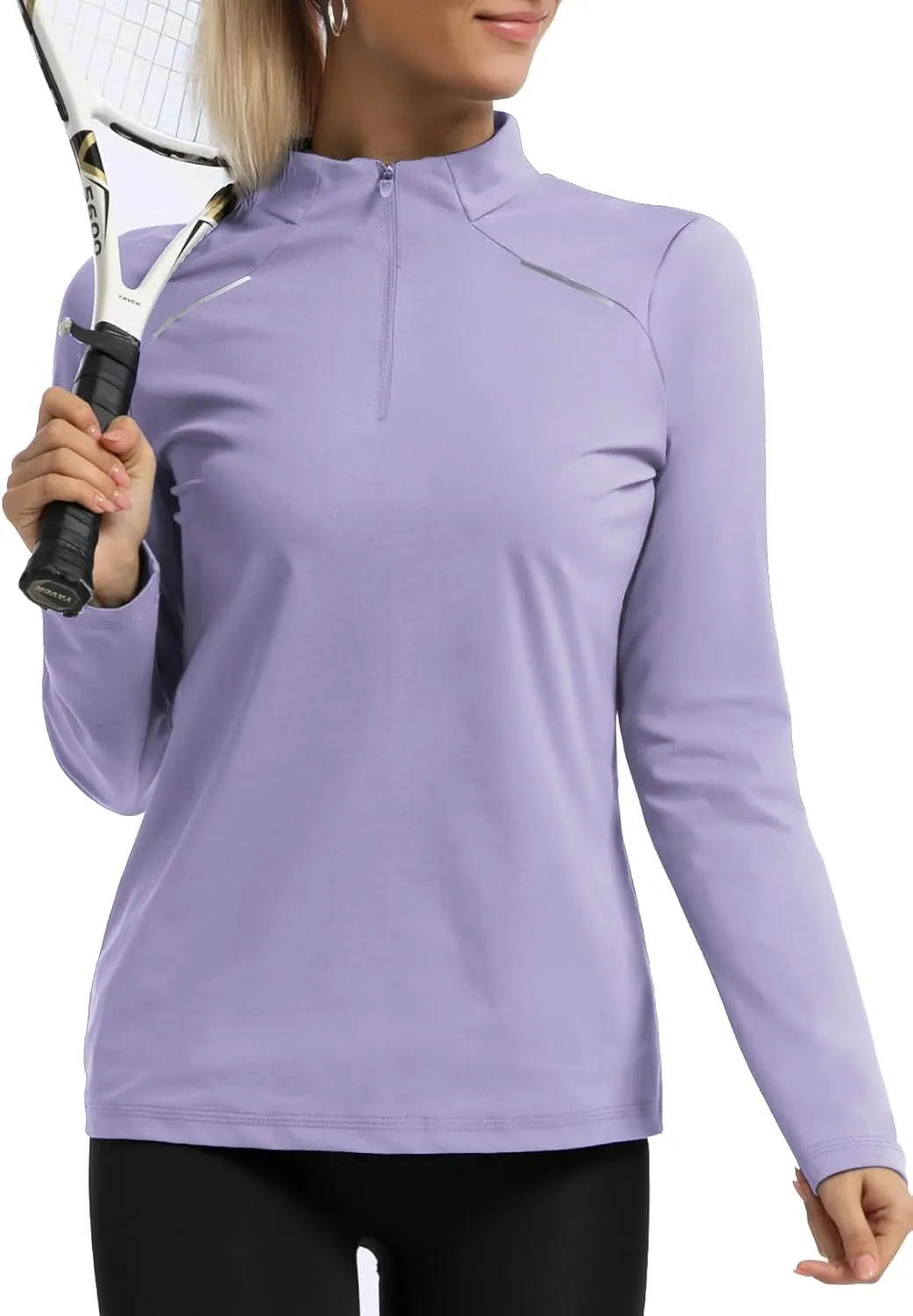 GEMYSE Women's 1/4 Zip Pullover Shirts Long Sleeve Workout Tops Quick Dry Casual Rash Guard Shirts