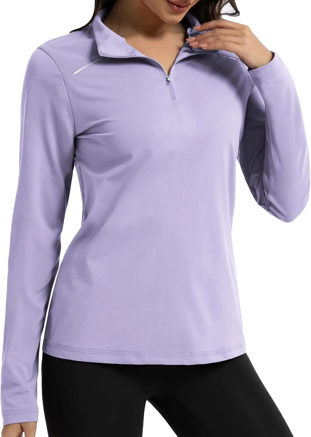 GEMYSE Women's 1/4 Zip Pullover Shirts Long Sleeve Workout Tops Quick Dry Casual Rash Guard Shirts