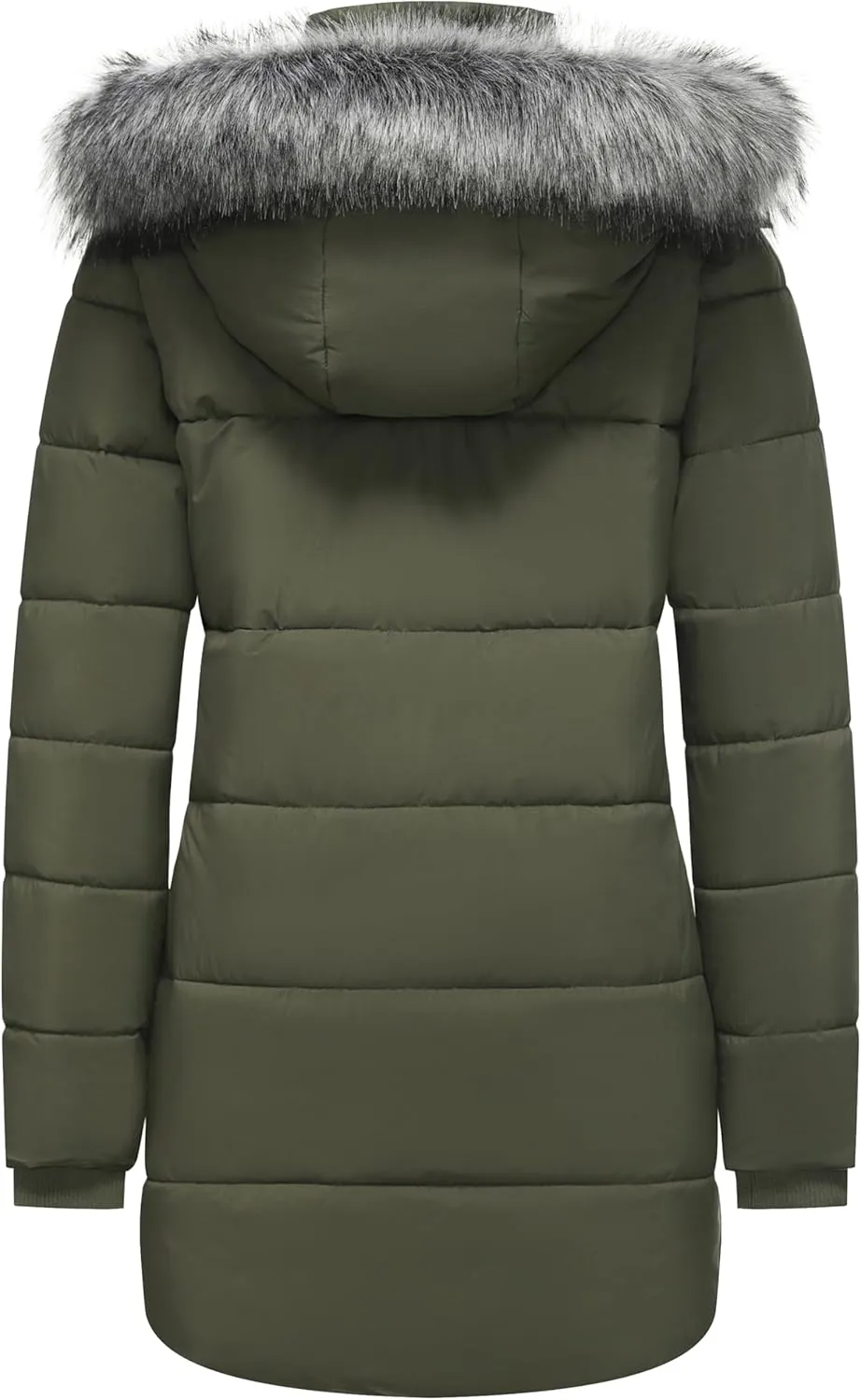 GGleaf Women's Winter Thicken Puffer Coat Warm Snow Jacket with Fur Removable Hood