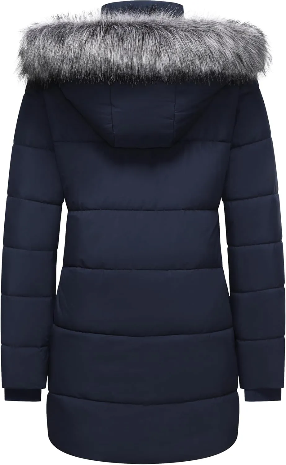 GGleaf Women's Winter Thicken Puffer Coat Warm Snow Jacket with Fur Removable Hood
