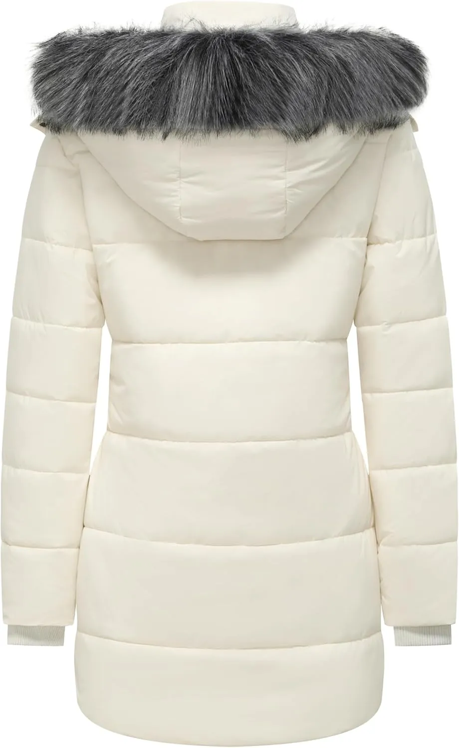 GGleaf Women's Winter Thicken Puffer Coat Warm Snow Jacket with Fur Removable Hood
