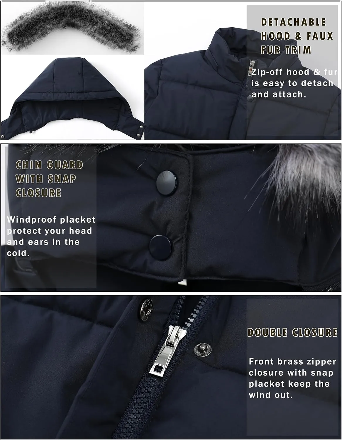 GGleaf Women's Winter Thicken Puffer Coat Warm Snow Jacket with Fur Removable Hood