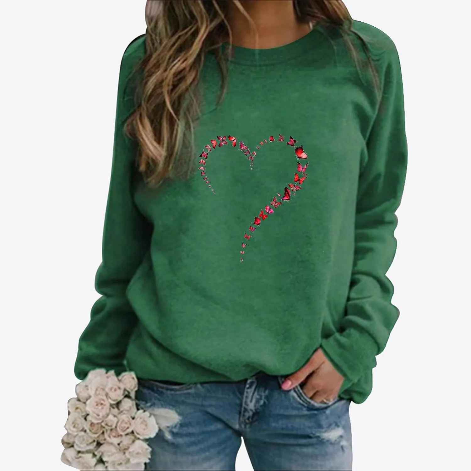 GIERIDUC Womens Sweatshirt Oversized Crew Neck Casual Long Sleeve Tops Cute Fall Outfits Lightweight Loose Fall Clothes