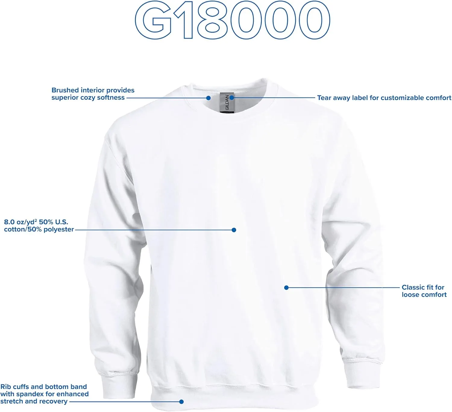 Gildan Unisex Adult Fleece Crewneck Sweatshirt, Style G18000, Multipack