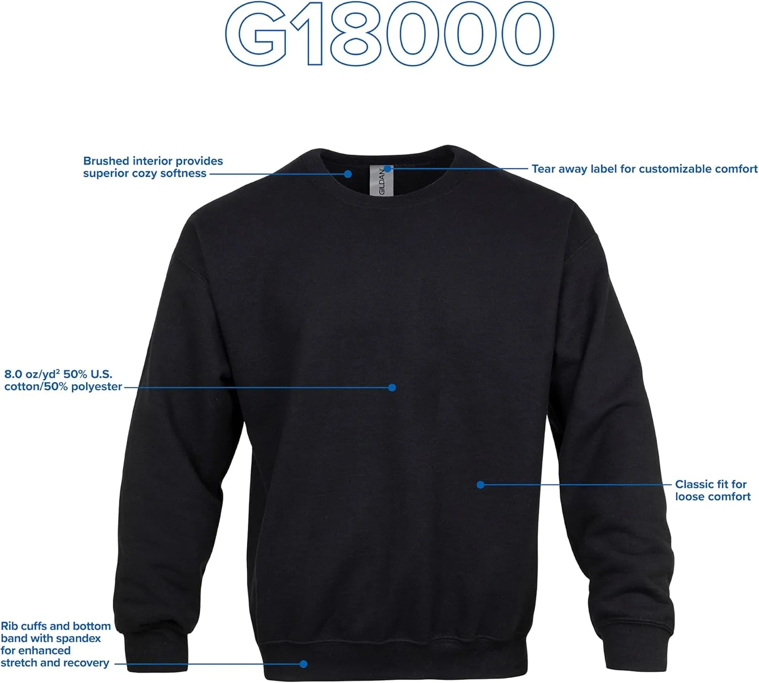 Gildan Unisex Adult Fleece Crewneck Sweatshirt, Style G18000, Multipack