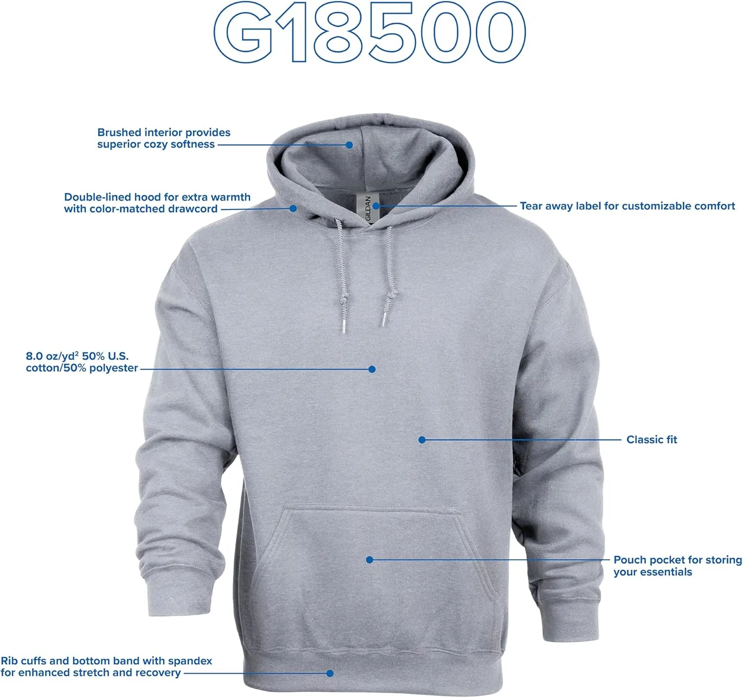 Gildan Unisex Adult Fleece Hoodie Sweatshirt, Style G18500, Multipack