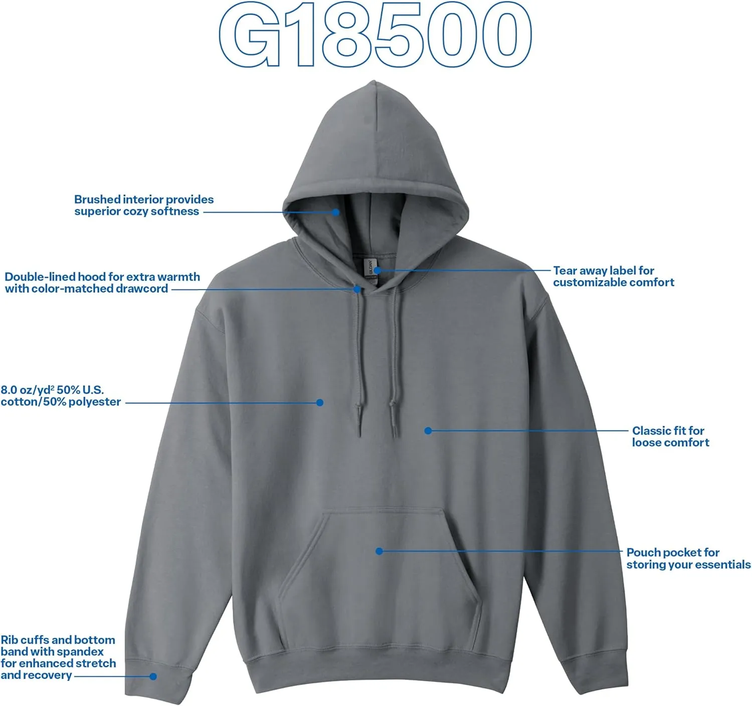 Gildan Unisex Adult Fleece Hoodie Sweatshirt, Style G18500, Multipack