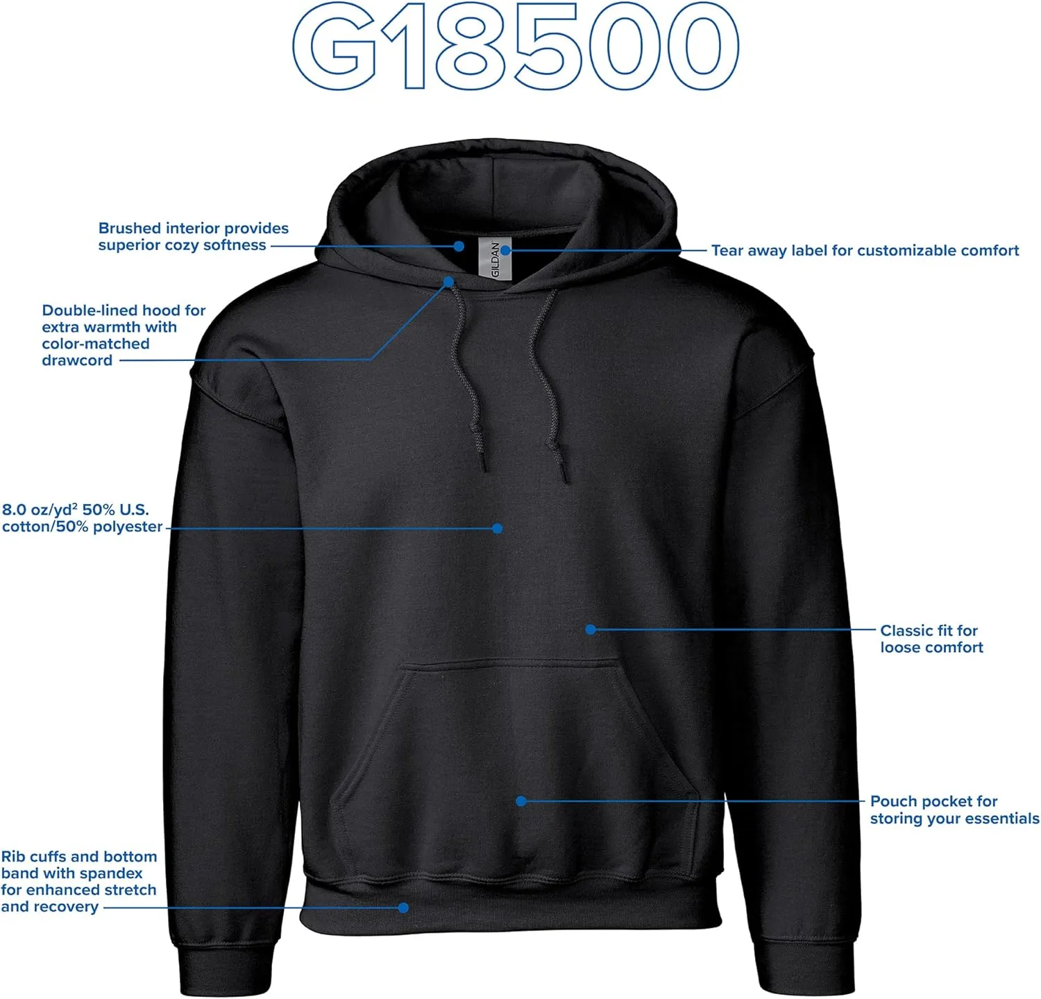 Gildan Unisex Adult Fleece Hoodie Sweatshirt, Style G18500, Multipack