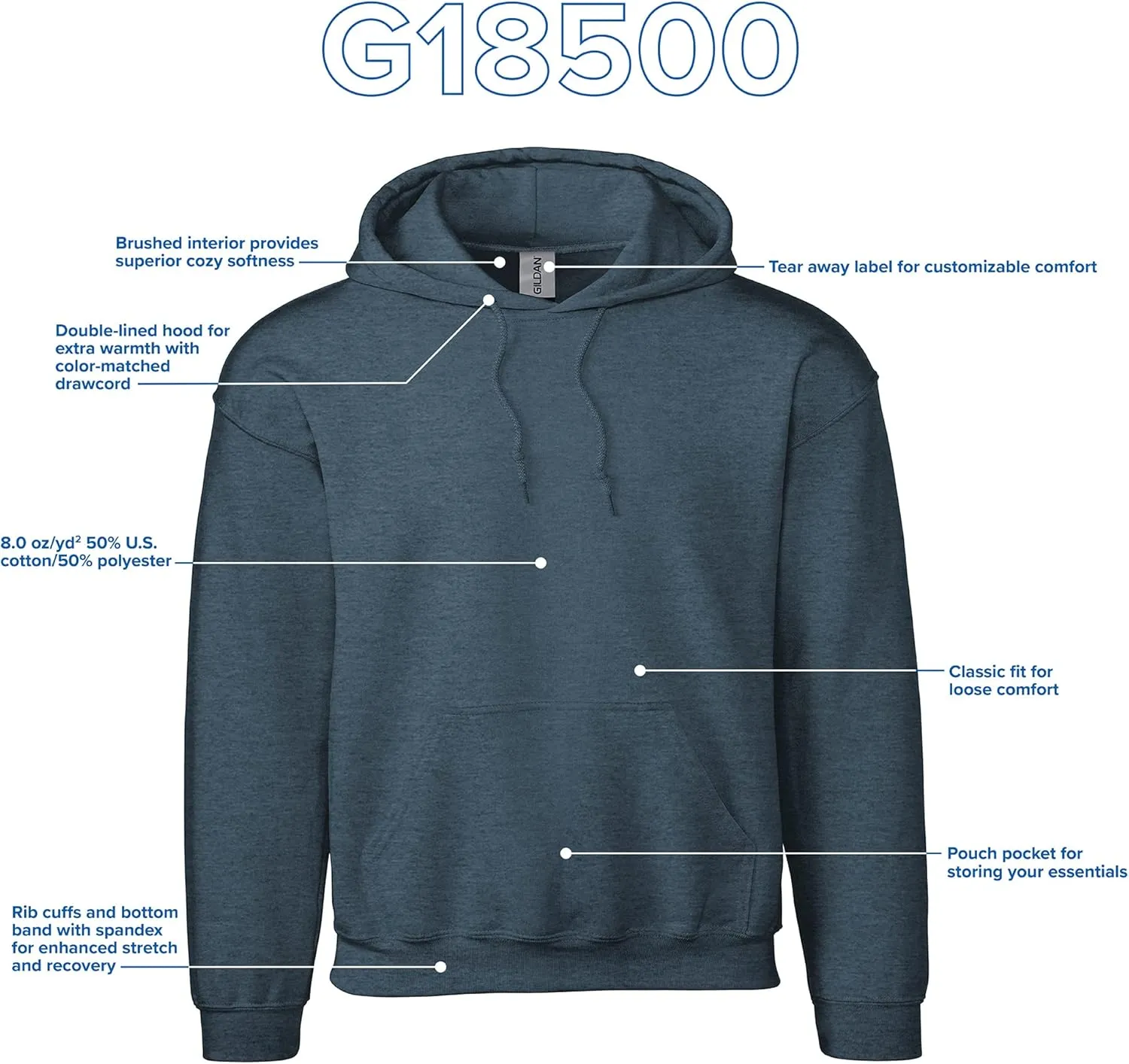 Gildan Unisex Adult Fleece Hoodie Sweatshirt, Style G18500, Multipack