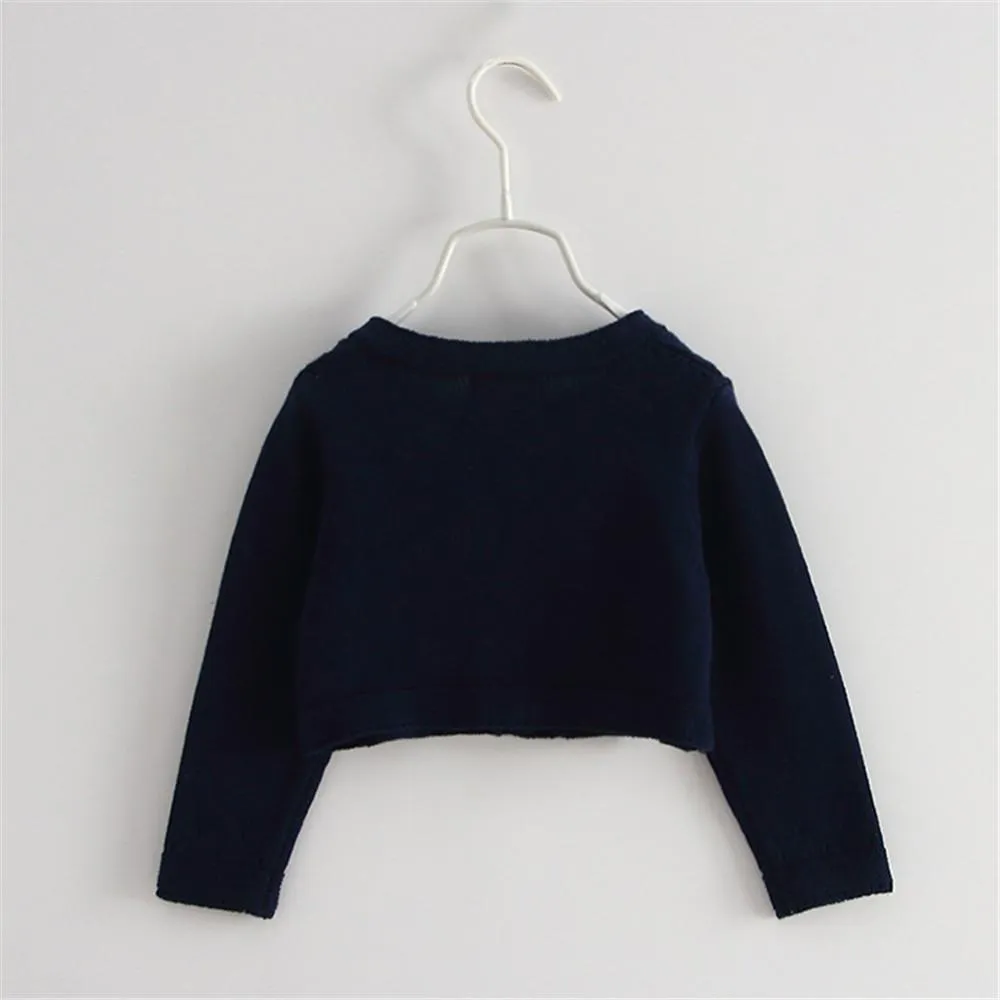 Girls Hollow Out Long Sleeve Solid Cardigan Sweaters