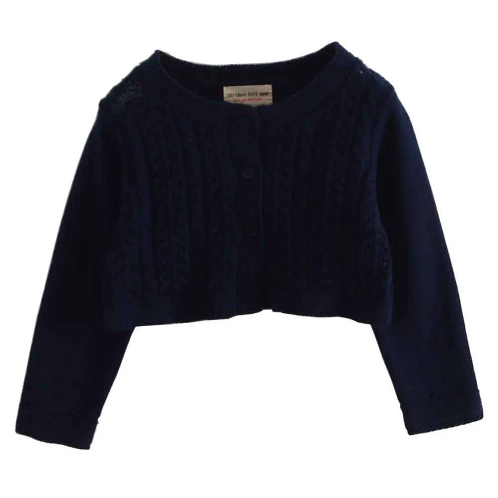 Girls Hollow Out Long Sleeve Solid Cardigan Sweaters