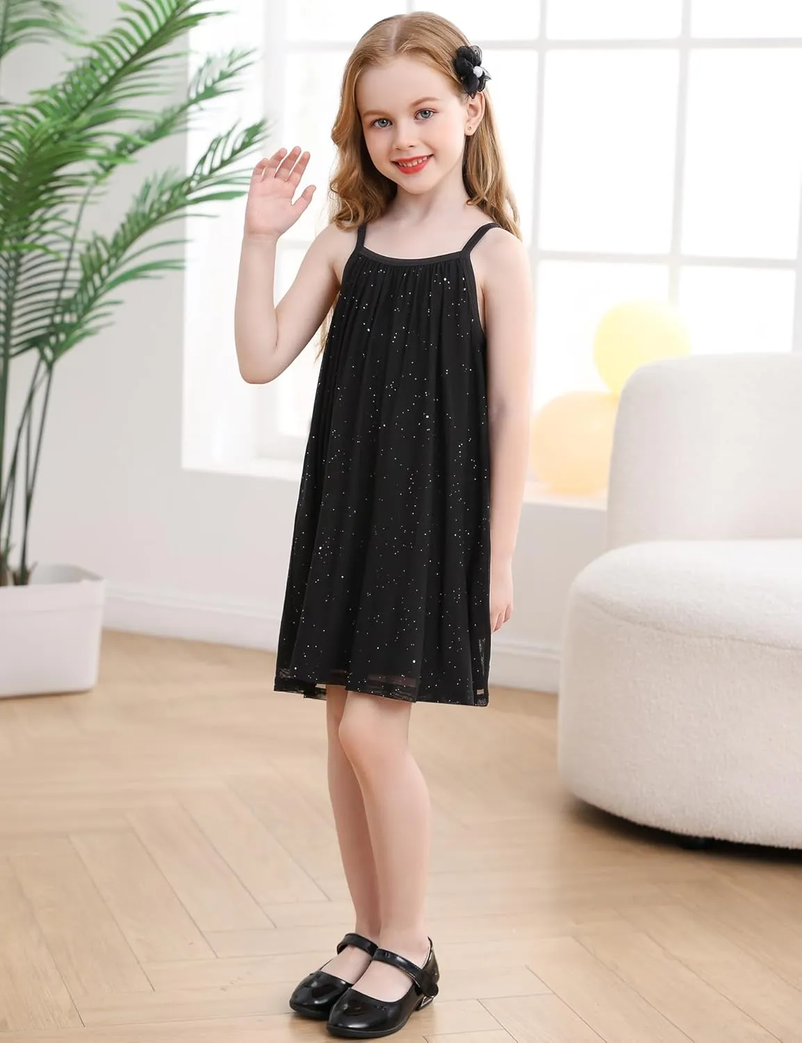 Girl's Summer Dress Casual Spaghetti Strap Rainbow Sundress Size 3-10 Year