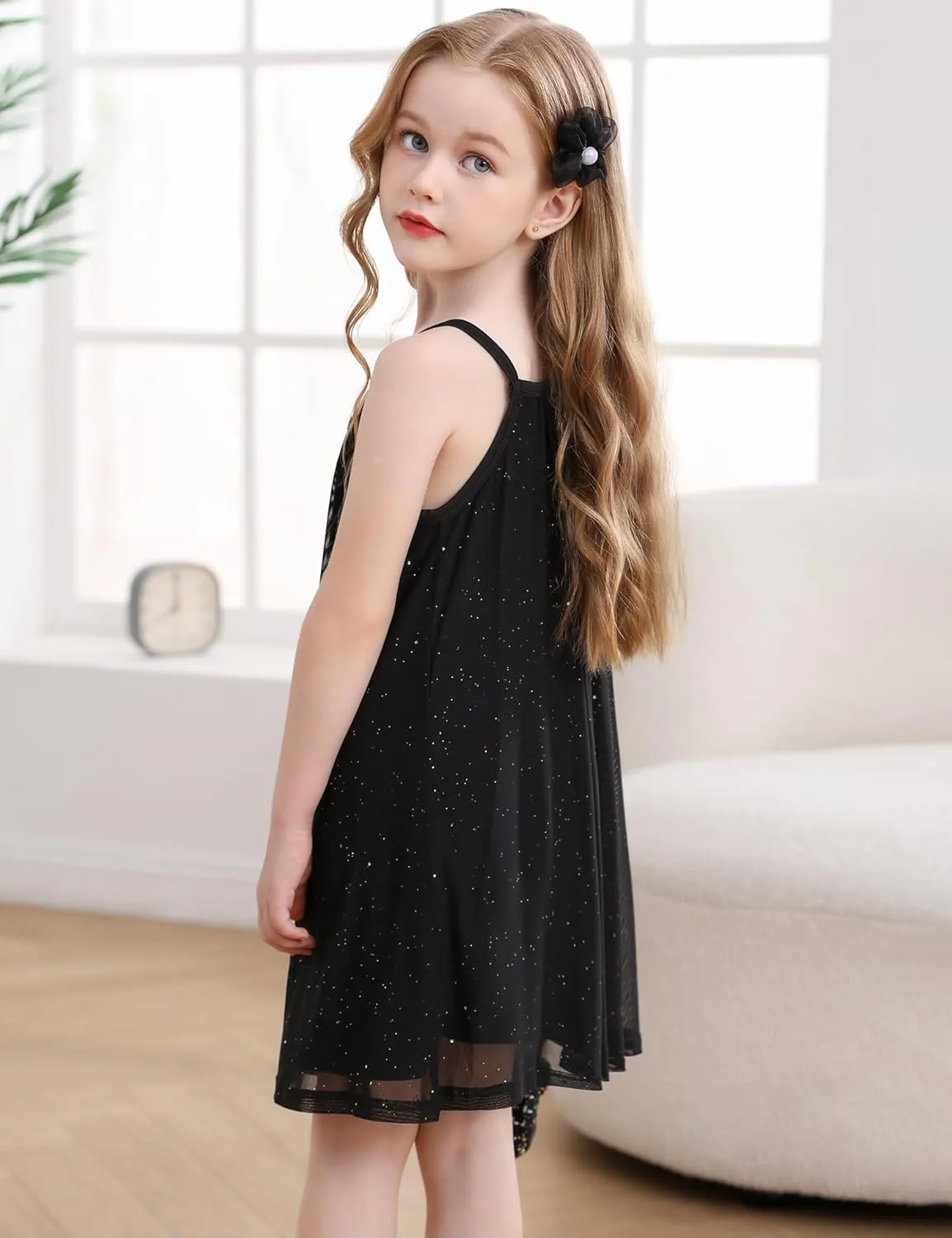 Girl's Summer Dress Casual Spaghetti Strap Rainbow Sundress Size 3-10 Year