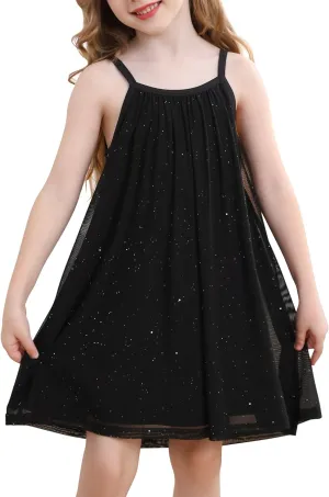Girl's Summer Dress Casual Spaghetti Strap Rainbow Sundress Size 3-10 Year