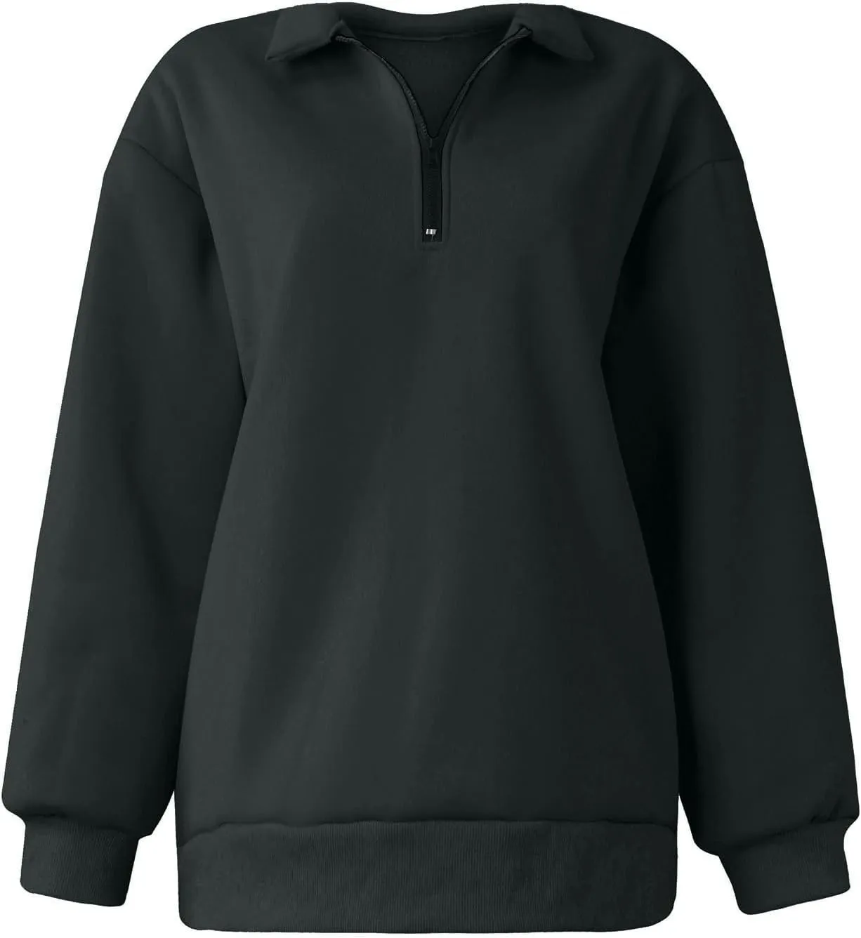 GOFULY Quarter Zip Pullover Women Fleece Fall Long Sleeve Lapel Collar Oversized Sweatshirt Drop Shoulder Shirt Winter Clothe
