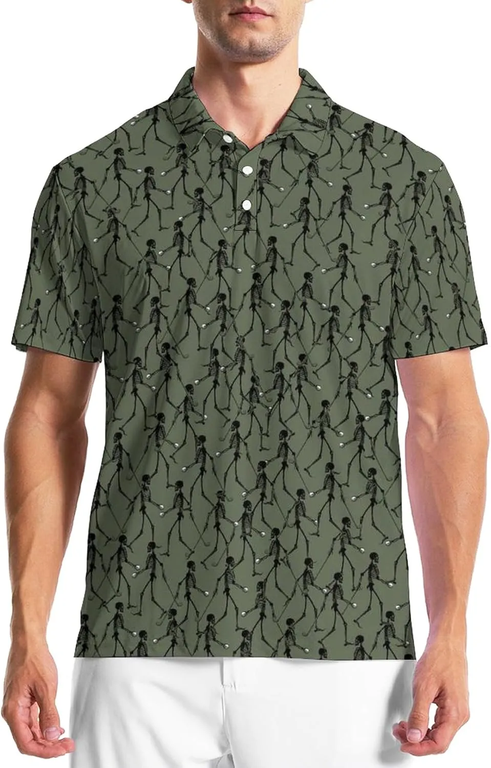 Golf Polo Shirts for Men Funny Print Golf Polos Short Sleeve Performance Men's Golf Shirts Quick Dry