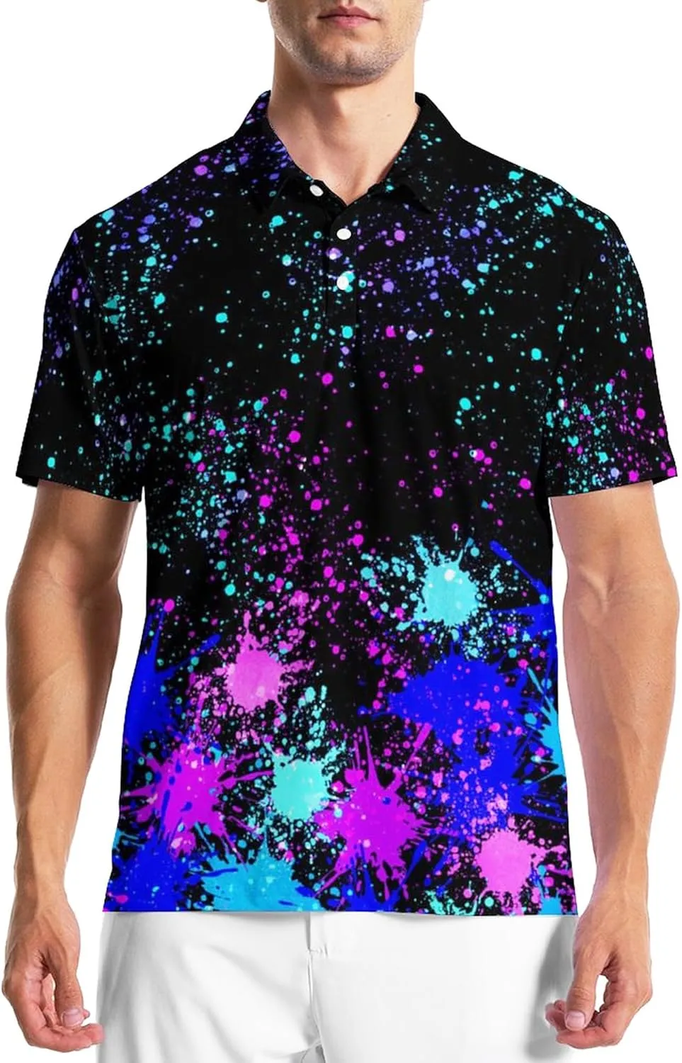 Golf Polo Shirts for Men Funny Print Golf Polos Short Sleeve Performance Men's Golf Shirts Quick Dry