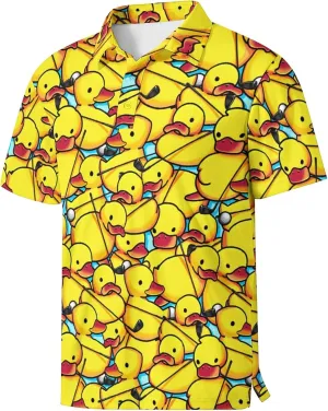 Golf Polo Shirts for Men Funny Print Golf Polos Short Sleeve Performance Men's Golf Shirts Quick Dry