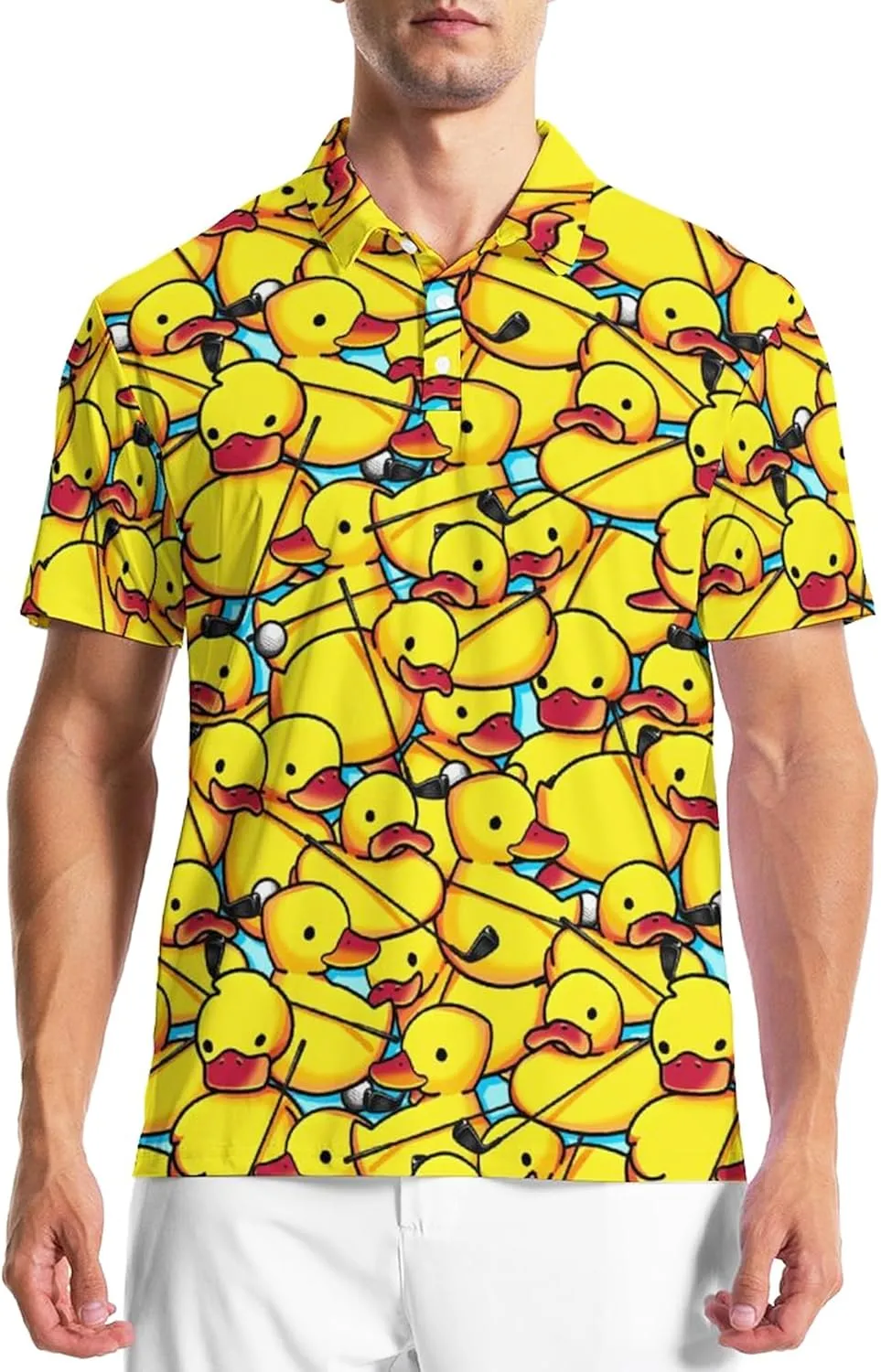 Golf Polo Shirts for Men Funny Print Golf Polos Short Sleeve Performance Men's Golf Shirts Quick Dry