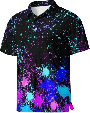 Golf Polo Shirts for Men Funny Print Golf Polos Short Sleeve Performance Men's Golf Shirts Quick Dry
