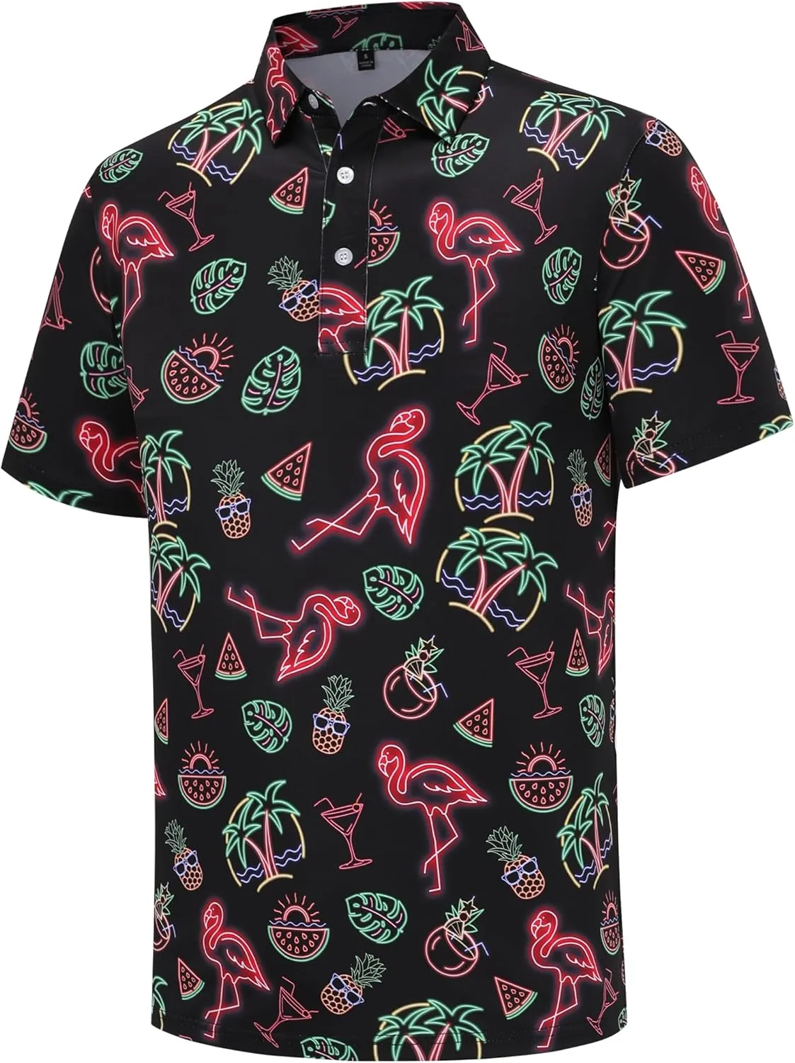 Golf Shirts for Men Dry Fit Short Sleeve Print Performance Moisture Wicking Golf Polo Shirts for Men