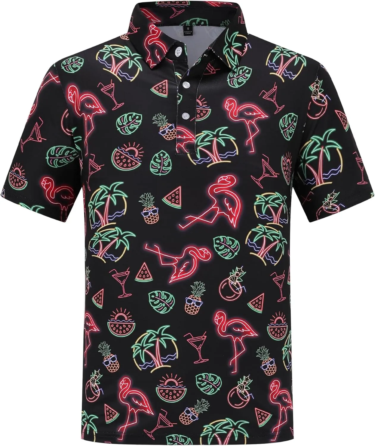 Golf Shirts for Men Dry Fit Short Sleeve Print Performance Moisture Wicking Golf Polo Shirts for Men