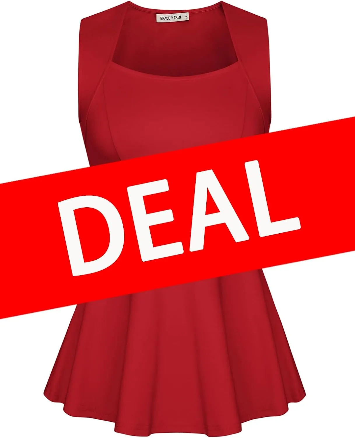 GRACE KARIN Peplum Tops for Women Sleeveless Square Neck Tank Top Summer Babydoll Shirts Business Casual Blouses