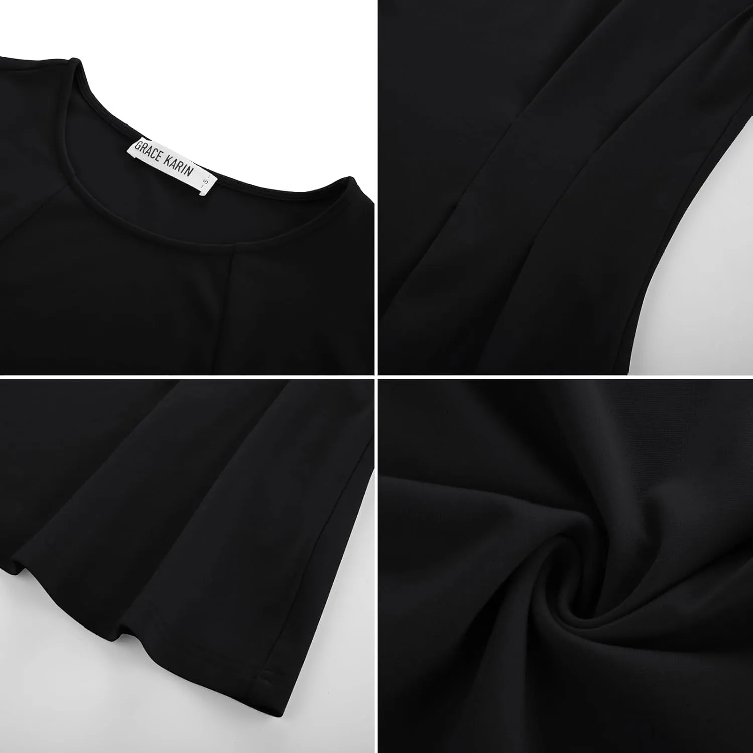 GRACE KARIN Women's Cap Sleeve Peplum Tops Crew Neck Elegant Dressy Casual Blouses Sleveeless Business Work Shirts