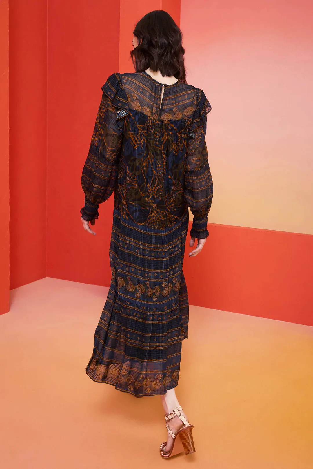 Gracie Dress Midnight Leaf - Marie Oliver