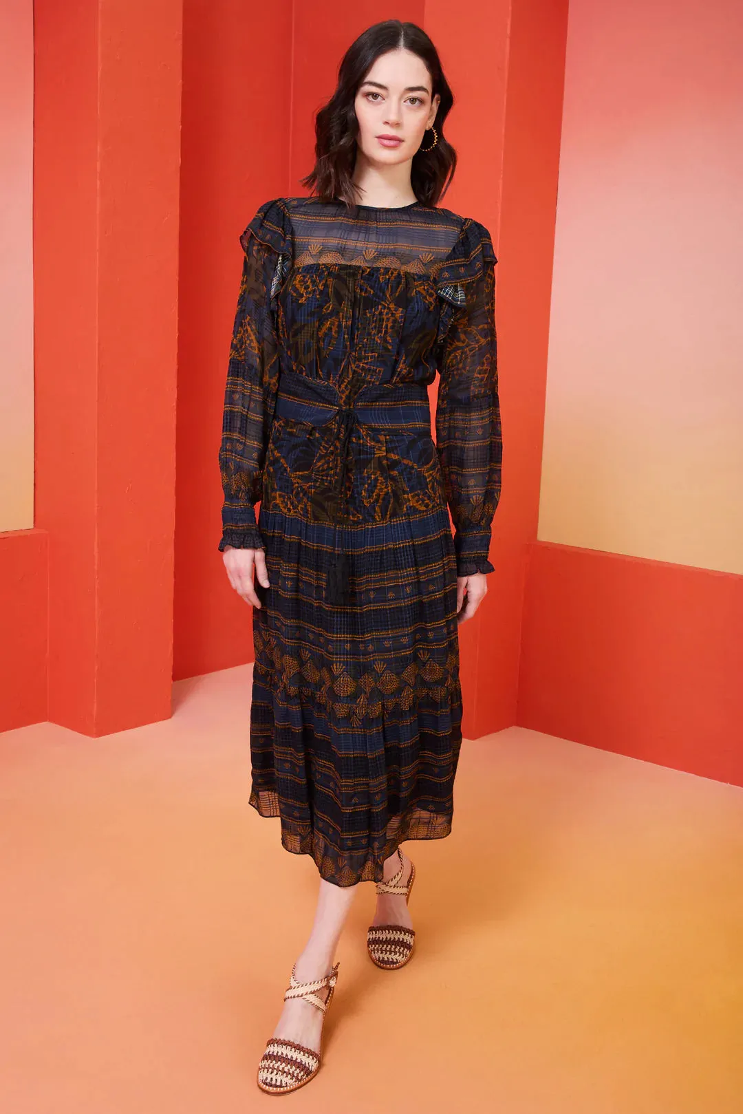 Gracie Dress Midnight Leaf - Marie Oliver