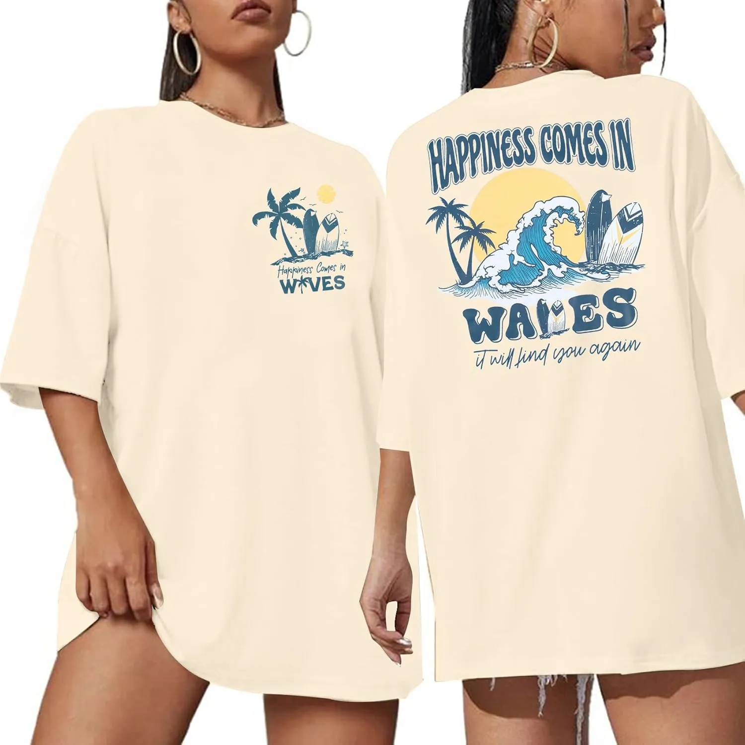 Graphic Tees Women Oversized T-Shirts: Summer Hawaiian Beach Tops Shirts Hawaii Tropical Beachy Short Sleeve Outfit