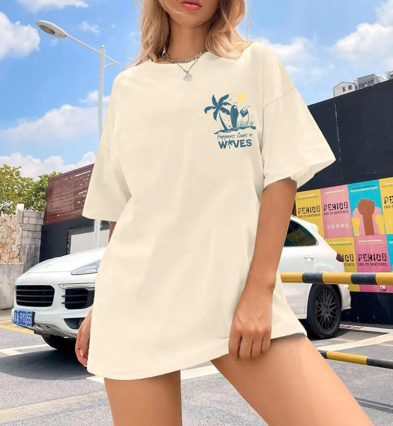 Graphic Tees Women Oversized T-Shirts: Summer Hawaiian Beach Tops Shirts Hawaii Tropical Beachy Short Sleeve Outfit