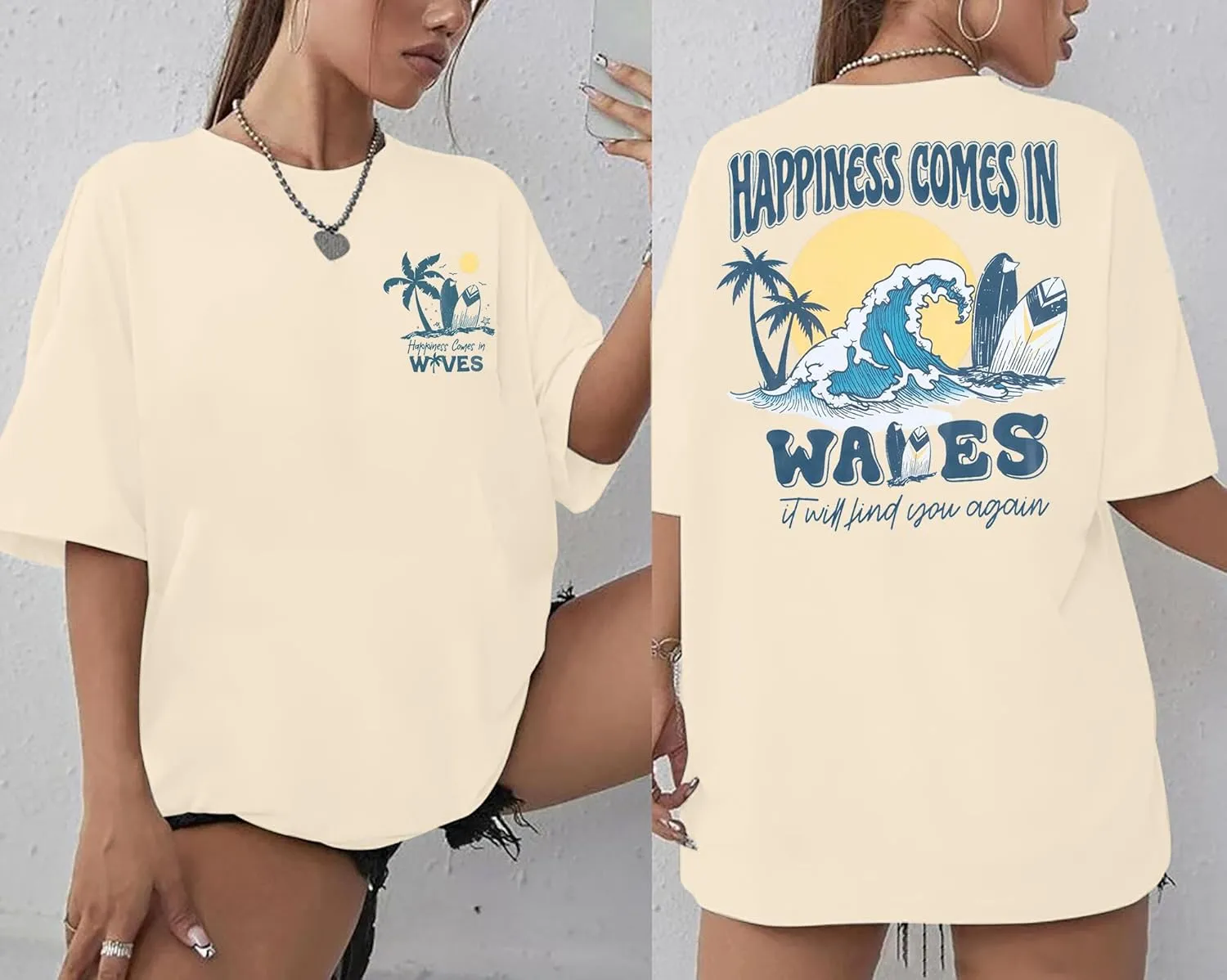 Graphic Tees Women Oversized T-Shirts: Summer Hawaiian Beach Tops Shirts Hawaii Tropical Beachy Short Sleeve Outfit