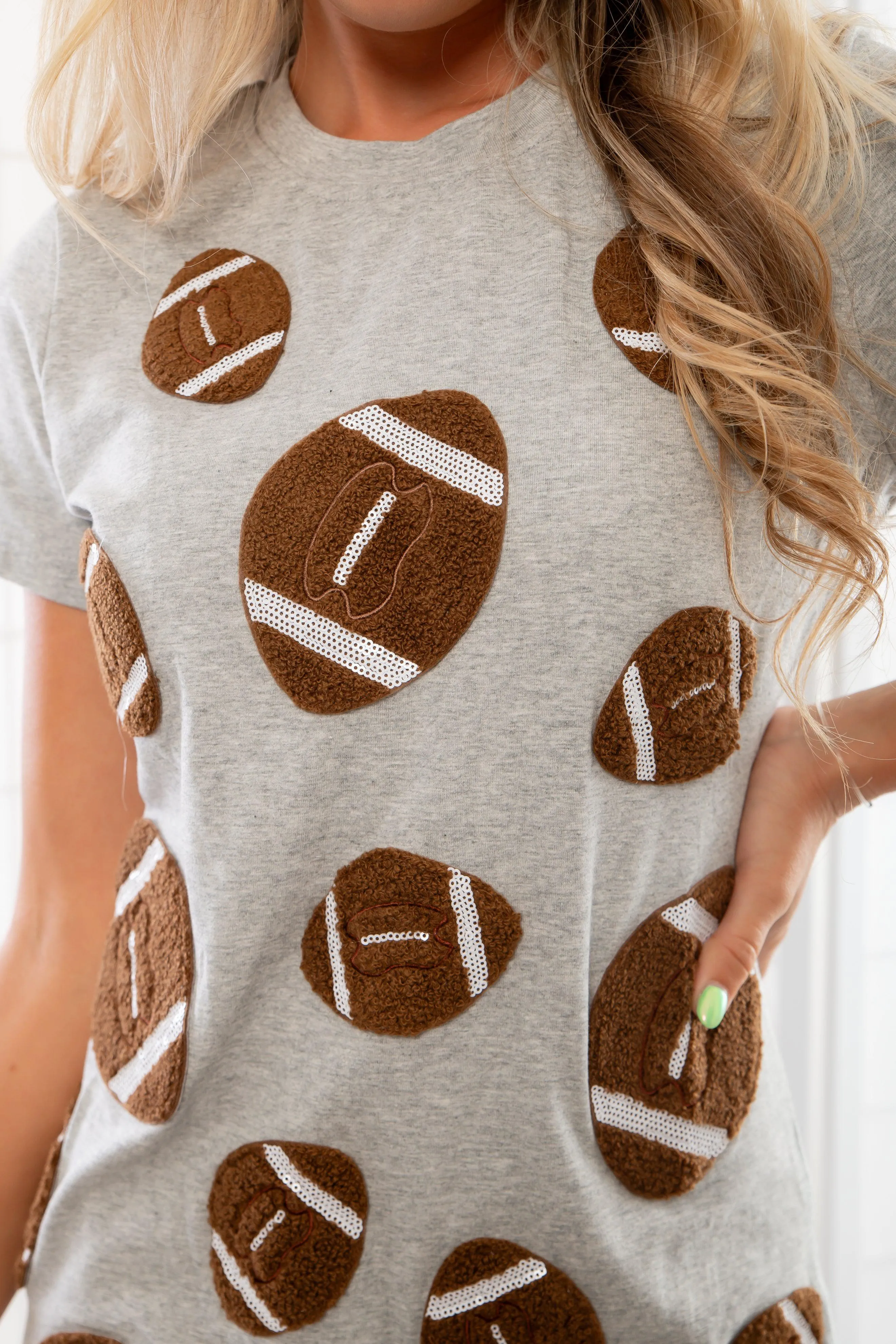 Grey Terry Football Patch T-Shirt Dress