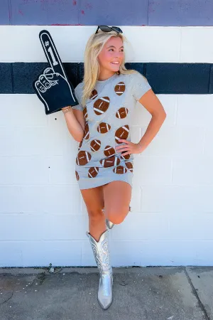 Grey Terry Football Patch T-Shirt Dress