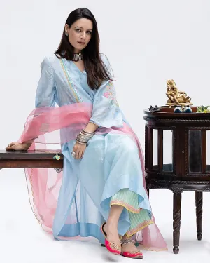 Gulnaaz Pastel Blue Side Puckering Kurta