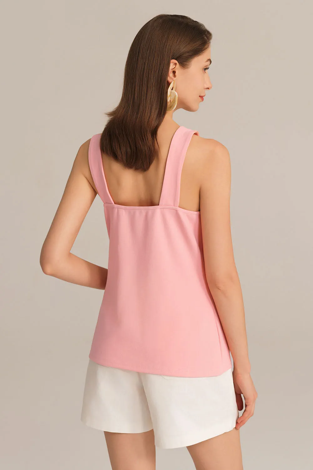 Halterneck Slim Fit Square Back Stretchy Party Tops