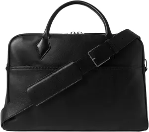 Handmade Black Leather Briefcase  Men's Laptop Bag, Office Messenger Satchel, Personalized Business Gift