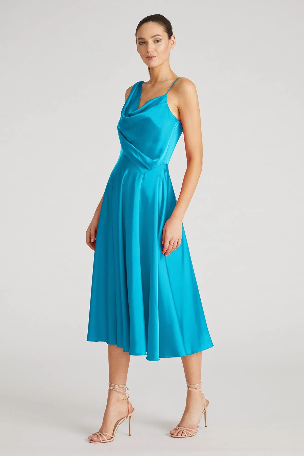 Hayden Satin A Line Midi Dress