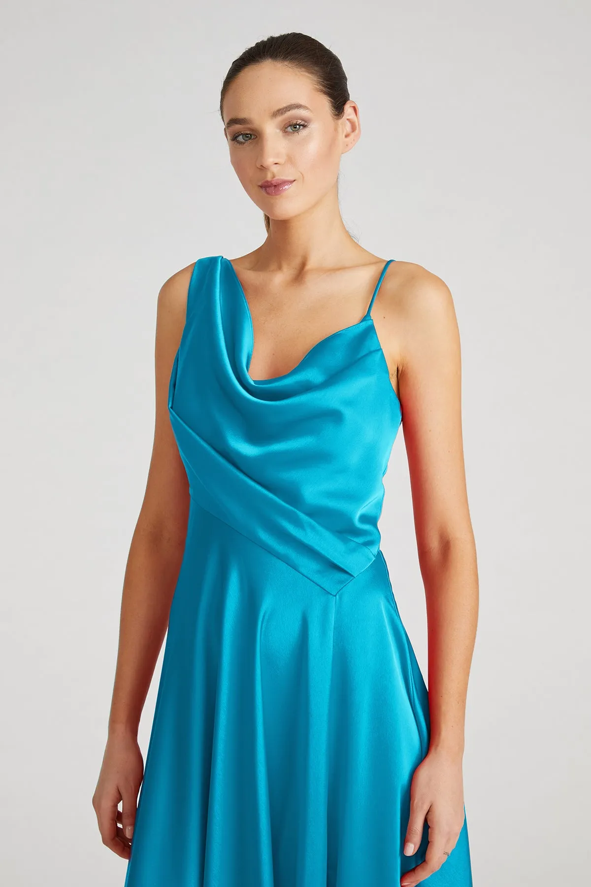 Hayden Satin A Line Midi Dress