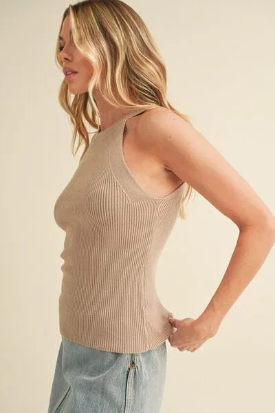 Hazel Blues® |  Aemi   Co Grecian Neck Ribbed Tank