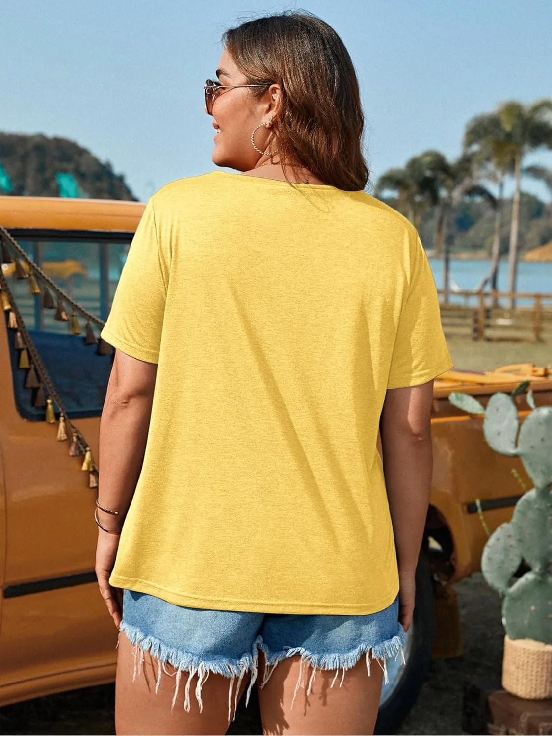 HDLTE Plus Size Beach Shirts for Women Short Sleeve Hawaiian Shirt Casual Summer Vacation Blouses